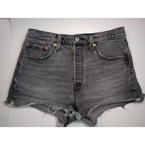 Women's Levi's 501 Jean Shorts-Grey Denim- Size W28